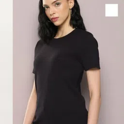 URBANICE Women Pack of 2 Solid Round Neck Cotton T-shirts-picture-22