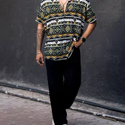 Metronaut Men Standard Regular Fit Spread Collar Abstract Printed Elastane Casual Shirt image 5