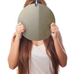 Art Street Silver Toned Round Shaped Frameless Hanging Wall Mirror image 5