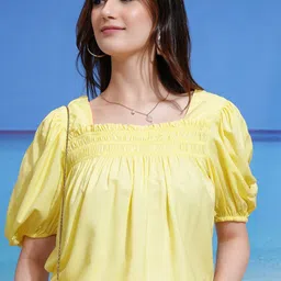 Tokyo Talkies Women Square Neck Puff Sleeve Top-image-61