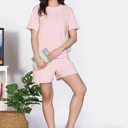 Zivame Women Round Neck Short Sleeves Night suit image 5