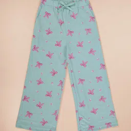 KiddoPanti Girls Bow Printed Pure Cotton Straight-Leg Lounge Pant-image-78