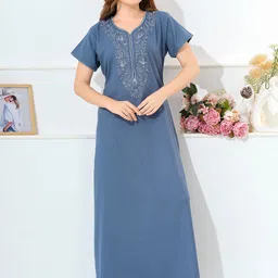 EASY MOM Women Maxi Cotton Nightdress-image-49
