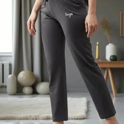 moshe Women Solid Grey Track Pants image 1
