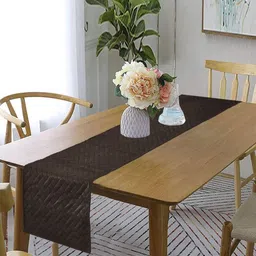 Myntra Elegant Homes Brown Quilted Velvet Table Runner image 5