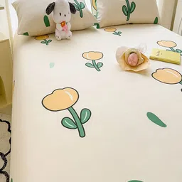 JC HOME White & Green Floral Printed 140 TC King Bedsheet Set 2 m x 2.20 m image 4