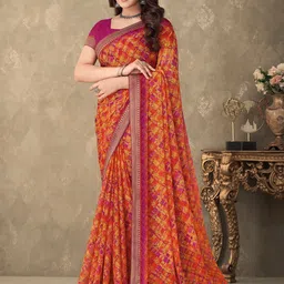 KALINI Zari Geometric Printed Saree-image-2