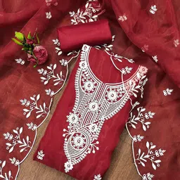 Rangtulika Ethnics Embroidered Organza Unstitched Dress Material-image-58