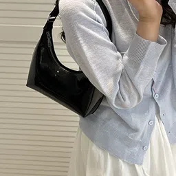 LULU & SKY PU Structured Hobo Bag with Cut Work image 2