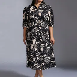 20Dresses Women Floral Printed Puff Sleeve Shirt Midi Dress-picture-26