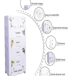 The Tickle Toe Kids White Printed Durable & Eco-Friendly 7-Drawer Storage Chest image 3
