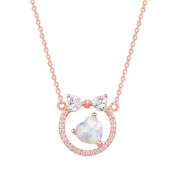 GIVA 925 Silver Rose Gold-Plated Zircons Bow Heart Minimal Necklace image 5