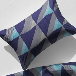 WEAVE AND DECOR Blue & Grey Printed 300 TC Cotton Single Bedsheet Set 1.98 m x 91.44 cm image 4