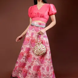 Frolic Rolic Embellished Floral Printed Maxi Flared Skirt image 2
