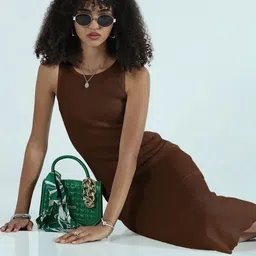 SHOWOFF Women Ribbed Round Neck Bodycon Midi Dress-picture-26
