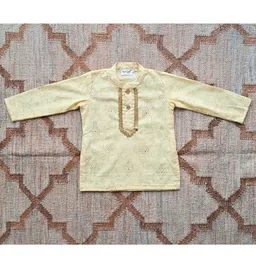 Baal Leela Boys Ethnic Motifs Regular Thread Work Pure Cotton Kurta with Pyjamas image 3