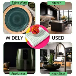 PRAKARTIK Set Of 3 Sea Green & White Checked Cotton Kitchen Towels image 2