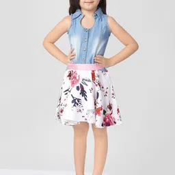 Naughty Ninos Floral Print Denim Fit & Flare Dress-picture-8