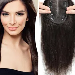 CRIBE 16 Inches Hair Closure Hair Topper Hair Extension - Black image 5