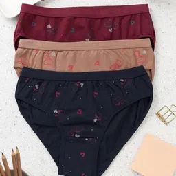 FiveFlag Women Pack Of 3 Cotton Blend Briefs-image-53