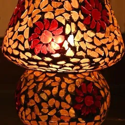 SOMIL White Printed Glass Cylindrical Shaped Table Lamp image 2