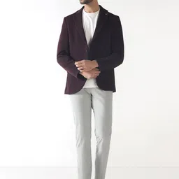 Blackberrys Men Self-Design Notched Lapel Slim Fit Single Breasted Blazer image 5