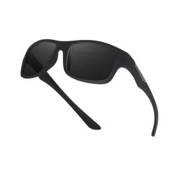 LEGEND EYEWEAR Unisex Black Lens & Black Square Sunglasses with image 4
