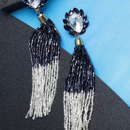 YouBella Gold-Plated Artificial Stones Studded Contemporary Shaped Tasselled Drop Earrings-picture-41