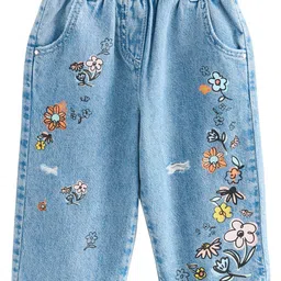NEXT Girls Relaxed Floral Print Pure Cotton Jeans-picture-46