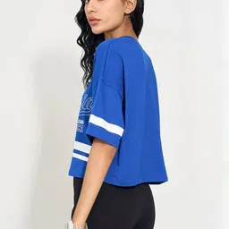 Ajile by Pantaloons Typography Printed Drop-Shoulder Sleeves Pure Cotton T-shirt image 3