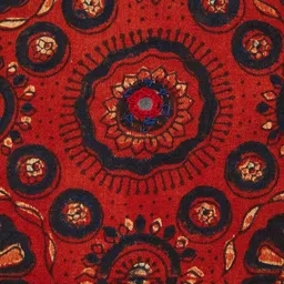 Fabindia Chavi Ajrakh Red & Beige Embroidered Square Cushion Cover image 2