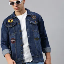 voxati Men Self Design Denim Jacket image 2