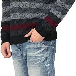 aarbee Men Striped V Neck Multicolor Sweater image 4