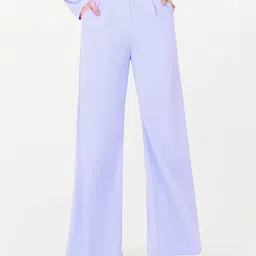 kotty Women Regular Fit Purple Viscose Rayon Trousers-picture-36