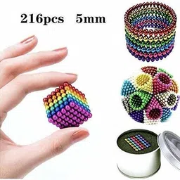 ghoniya enterprise Multi-Colored Balls for Kids , Degree Round Magnetic Stainless Steel Solid Balls for Kids Toy , 216 pcs- Multi Color image 4