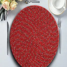 FABINALIV Red 6 Pieces Abstract Braided Cotton Table Placemats image 2