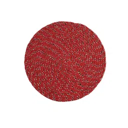 FABINALIV Red 6 Pieces Abstract Braided Cotton Table Placemats image 5