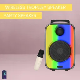 GUGGU Rainbow (WIRELESS TROLLEY SPEAKER)Karaoke Mic & RGB Light With Hi Bass SoundT226 35 W Bluetooth Party Speaker-picture-16