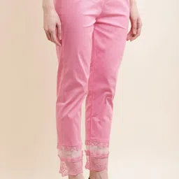 aasma creatives Women Regular Fit Pink Cotton Blend Trousers image 3
