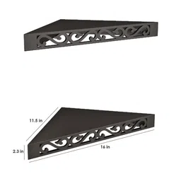 Set of 2 Engineered Wood Corner Wall Shelf in Black Colour by Home Sparkle image 3