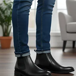 dpa Stylish Black Leather Chelsea Boots For Men Slip on Formal Boots For Men Boots For Men-picture-31