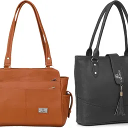 Women Tan, Black Shoulder Bag-image-42