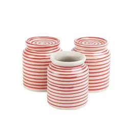 Parikrama Red Spiral 100ml (Set of 3) Ceramic Salt & Pepper Shaker & Thoothpick Holder by Vareesha image 2