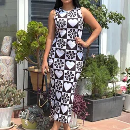 TANDUL Floral Print Bodycon Maxi Dress-picture-30