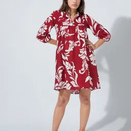 DressBerry Women Floral Print Linen Fit & Flare Dress-image-16
