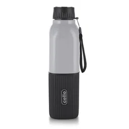 Cello Black & Grey Stainless Steel Colourblocked Insulated Hot & Cold Water Bottle-650ml-image-33