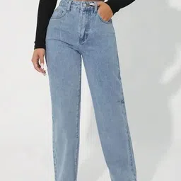 RIVI Women Jean Relaxed Fit High-Rise Light Fade Stretchable Jeans-picture-11