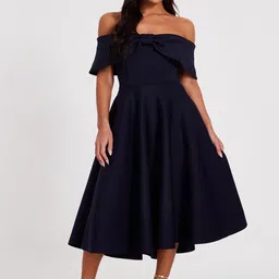 QUIZ Off-Shoulder Fit & Flare Midi Dress image 1