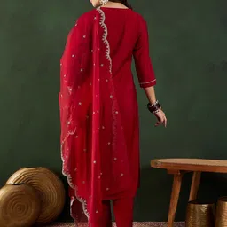 Sangria Zari Embroidered Kurta Trousers & Dupatta image 4