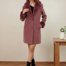 Roadster Women Solid Notched Lapel Winter Overcoat-picture-25